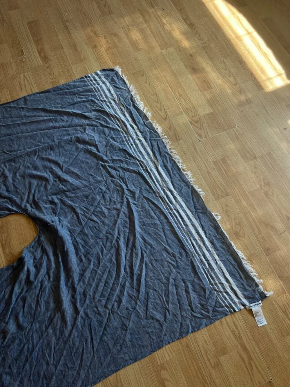 Tommy Bahama Striped Blue & White Cotton Wrap With Fringe Lightweight Beach Boho